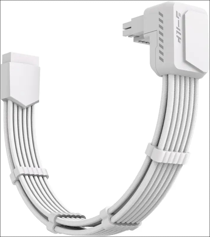 EZDIY-FAB Shield PCIE 5.1 GPU Extension Cable with 90 Degree 12V-2X6 Angle Adapter,16Pin (12+4) 12VHPWR Pcie 5.1 PSU Cable Extension for RTX 40 Series with Combs-Standard Type-White