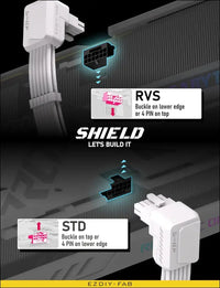 EZDIY-FAB Shield PCIE 5.1 GPU Extension Cable with 90 Degree 12V-2X6 Angle Adapter,16Pin (12+4) 12VHPWR Pcie 5.1 PSU Cable Extension for RTX 40 Series with Combs-Standard Type-White