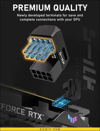 EZDIY-FAB Shield Series 8-Pin Pcie GPU Power Adapter,180-Degree U-Turn Angled Connector, Aluminum Design for Graphics Cards – Reverse Type,Black-2 Pack