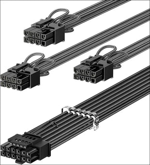 Fasgear Pcie 5.0 GPU Power Cable 12V-2X6 Connector 16Pin(12+4) 12VHPWR for RTX 3090Ti 4070Ti 4080 4090 5070 5070Ti 5080 3X8Pin(4+4) CPU Plugs Only