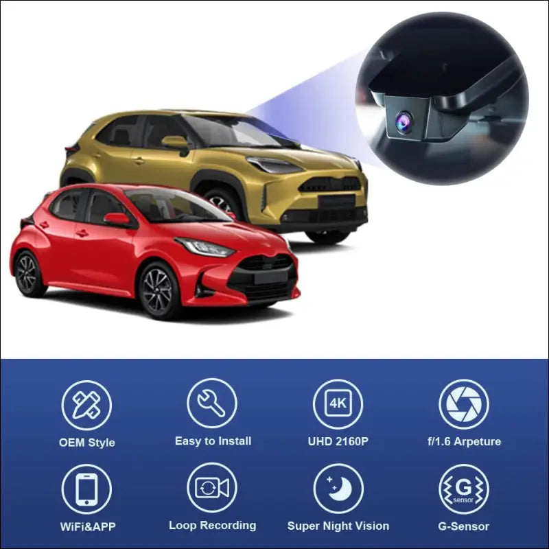 Fitcamx Dashcam 4K Suitable for Yaris & Yaris Cross 2023 2022 2021 2020 XP210 4th Gen, OEM Dash Camera Car 2160P UHD Video WiFi Car Camera, Night Vision, G-Sensor, Loop...