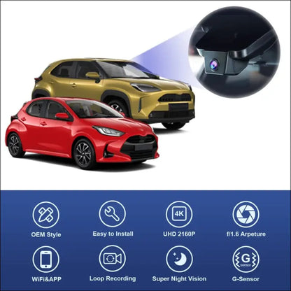 Fitcamx Dashcam 4K Suitable for Yaris & Yaris Cross 2023 2022 2021 2020 XP210 4th Gen, OEM Dash Camera Car 2160P UHD Video WiFi Car Camera, Night Vision, G-Sensor, Loop...