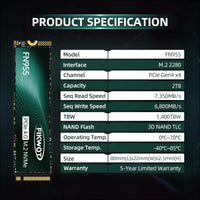 FN955 2TB SSD M.2 2280 Pcie Gen4 X4 Nvme 1.4 Internal Solid State Drive - Speeds