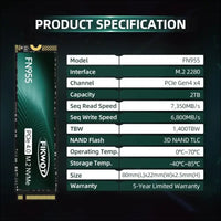 FN955 2TB SSD M.2 2280 Pcie Gen4 X4 Nvme 1.4 Internal Solid State Drive - Speeds