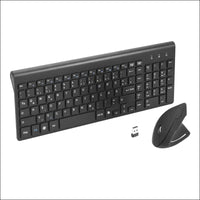 Fonicer 2.4GHz Wireless Vertical Ergonomic Mouse and Keyboard Combo Ultra Thin Portable Size for PC Desktop Computer Laptop Mac Tablet Black