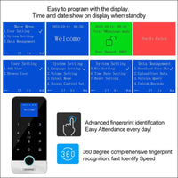 FUSYTULY Bluetooth Tuya RFID Access Control Keypad Fingerprint Biometrics System IP65 Waterproof 13.56MHz RFID Access Controller Touch Keyboard with Screen + 10pcs Keyfobs