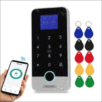FUSYTULY Bluetooth Tuya RFID Access Control Keypad Fingerprint Biometrics System IP65 Waterproof 13.56MHz RFID Access Controller Touch Keyboard with Screen + 10pcs Keyfobs