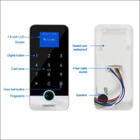 FUSYTULY Bluetooth Tuya RFID Access Control Keypad Fingerprint Biometrics System IP65 Waterproof 13.56MHz RFID Access Controller Touch Keyboard with Screen + 10pcs Keyfobs