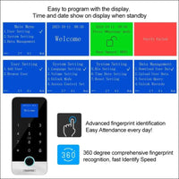FUSYTULY Bluetooth Tuya RFID Access Control Keypad Fingerprint Biometrics System IP65 Waterproof 13.56MHz RFID Access Controller Touch Keyboard with Screen + 10pcs Keyfobs