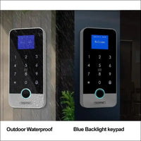 FUSYTULY Bluetooth Tuya RFID Access Control Keypad Fingerprint Biometrics System IP65 Waterproof 13.56MHz RFID Access Controller Touch Keyboard with Screen + 10pcs Keyfobs