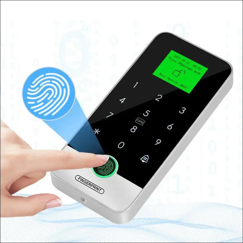 FUSYTULY Bluetooth Tuya RFID Access Control Keypad Fingerprint Biometrics System IP65 Waterproof 13.56MHz RFID Access Controller Touch Keyboard with Screen + 10pcs Keyfobs