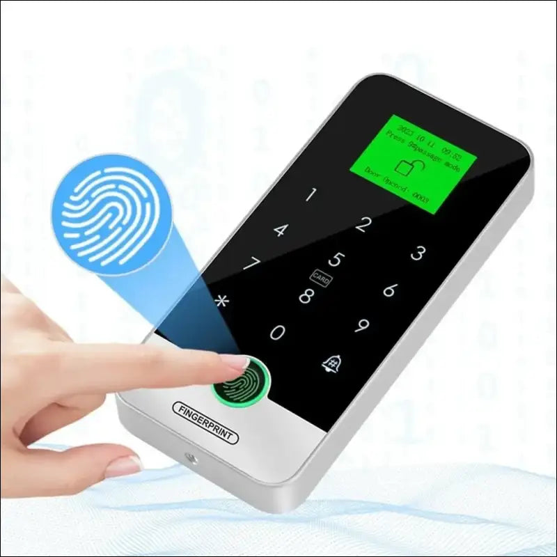 FUSYTULY Bluetooth Tuya RFID Access Control Keypad Fingerprint Biometrics System IP65 Waterproof 13.56MHz RFID Access Controller Touch Keyboard with Screen + 10pcs Keyfobs