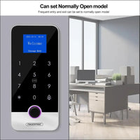 FUSYTULY Bluetooth Tuya RFID Access Control Keypad Fingerprint Biometrics System IP65 Waterproof 13.56MHz RFID Access Controller Touch Keyboard with Screen + 10pcs Keyfobs
