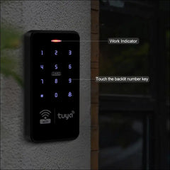 FUSYTULY Waterproof Door Access Control System Kits WiFi Tuya Access Controller 125KHz 13.56MHz RFID Keyboard + DC12V 3A Power Supply + 10PCS Keychains (Kit S20Tuya-Without Lock)