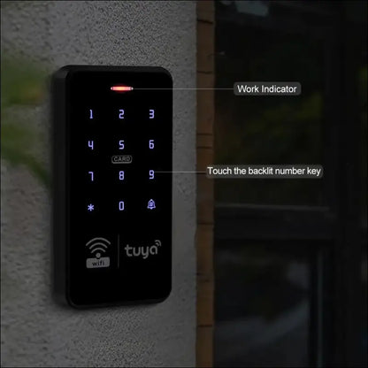 FUSYTULY Waterproof Door Access Control System Kits WiFi Tuya Access Controller 125KHz 13.56MHz RFID Keyboard + DC12V 3A Power Supply + 10PCS Keychains (Kit S20Tuya-Without Lock)