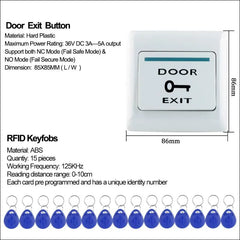 FUSYTULY Waterproof Door Access Control System Kits WiFi Tuya Access Controller 125KHz 13.56MHz RFID Keyboard + DC12V 3A Power Supply + 10PCS Keychains (Kit S20Tuya-Without Lock)