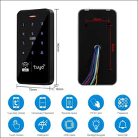 FUSYTULY Waterproof Door Access Control System Kits WiFi Tuya Access Controller 125KHz 13.56MHz RFID Keyboard + DC12V 3A Power Supply + 10PCS Keychains (Kit S20Tuya-Without Lock)
