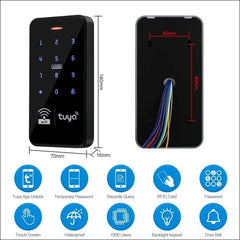 FUSYTULY Waterproof Door Access Control System Kits WiFi Tuya Access Controller 125KHz 13.56MHz RFID Keyboard + DC12V 3A Power Supply + 10PCS Keychains (Kit S20Tuya-Without Lock)