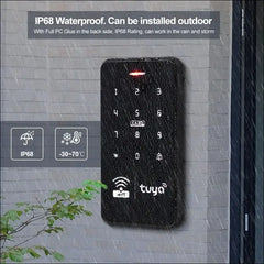 FUSYTULY Waterproof Door Access Control System Kits WiFi Tuya Access Controller 125KHz 13.56MHz RFID Keyboard + DC12V 3A Power Supply + 10PCS Keychains (Kit S20Tuya-Without Lock)