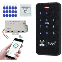 FUSYTULY Waterproof Door Access Control System Kits WiFi Tuya Access Controller 125KHz 13.56MHz RFID Keyboard + DC12V 3A Power Supply + 10PCS Keychains (Kit S20Tuya-Without Lock)