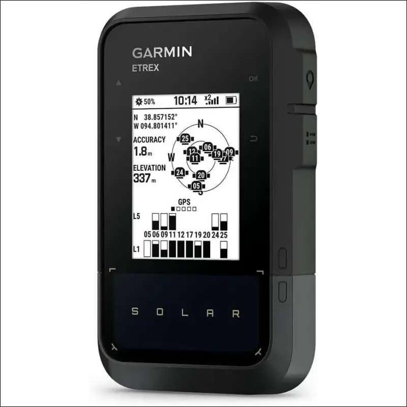 Garmin eTrex® Solar, GPS Handheld Navigator, Unlimited Battery Life, Water Resistant