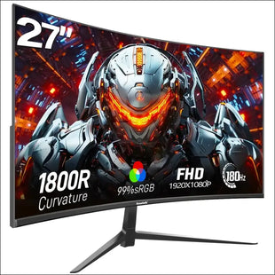 Gawfolk 27 Inch 180HZ Curved Gaming Monitor Full HD 1080P with FreeSync,1800R Frameless Computer Monitor, Low Motion Blur, Eye-Care Technology,