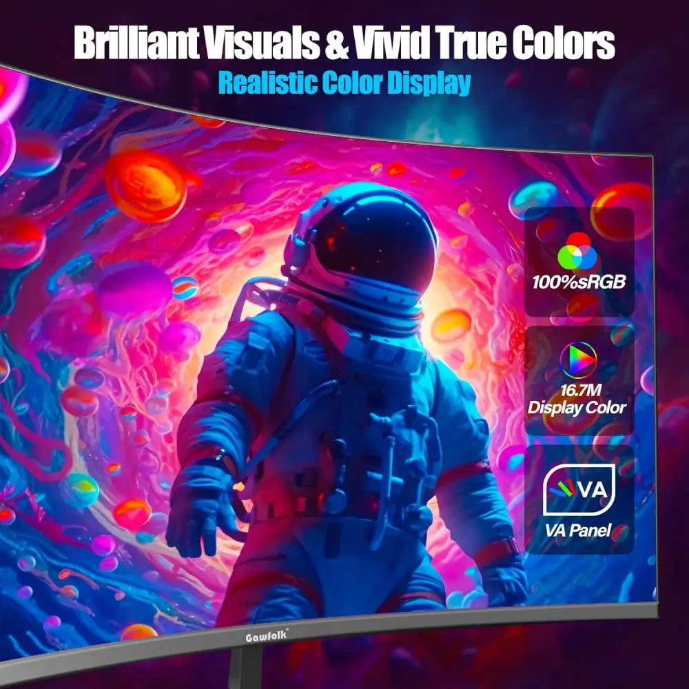 Gawfolk 27 Inch 180HZ Curved Gaming Monitor Full HD 1080P with FreeSync,1800R Frameless Computer Monitor, Low Motion Blur, Eye-Care Technology, DisplayPort, HDMI, Wall...