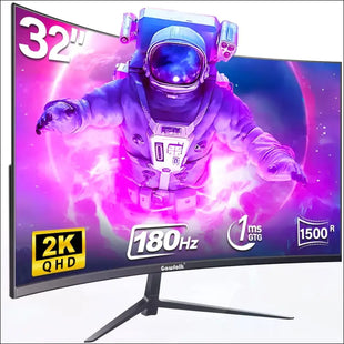Gawfolk 32 inch Curved QHD (2560 * 1440) Gaming Monitor 2K 180Hz Computer Screen, Frameless 1500R Curved Computer Display Screen ，100% sRGB,with