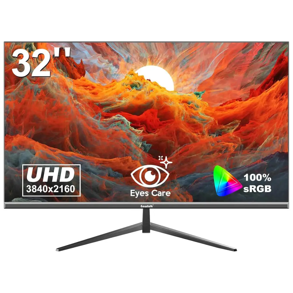 Gawfolk 32 Inch UHD (3840 x 2160) 4K High Resolution，60Hz Ultra-Thin Bezel Computer Monitor ，with HDMI/VGA Home Office