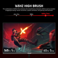 Gawfolk QHD 27 inch Gaming Monitor 2K (2560 * 1440P) 165Hz, 1ms, Frameless 1800R Computer Display with FreeSync & Eye-Care Technology, PC Monitor Support DP+HDMI Port (Black)