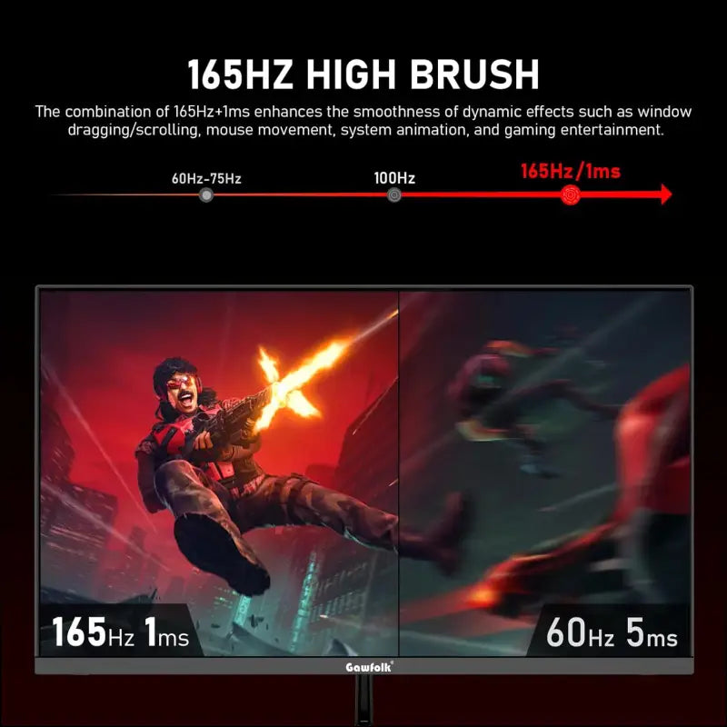 Gawfolk QHD 27 inch Gaming Monitor 2K (2560 * 1440P) 165Hz, 1ms, Frameless 1800R Computer Display with FreeSync & Eye-Care Technology, PC Monitor Support DP+HDMI Port (Black)