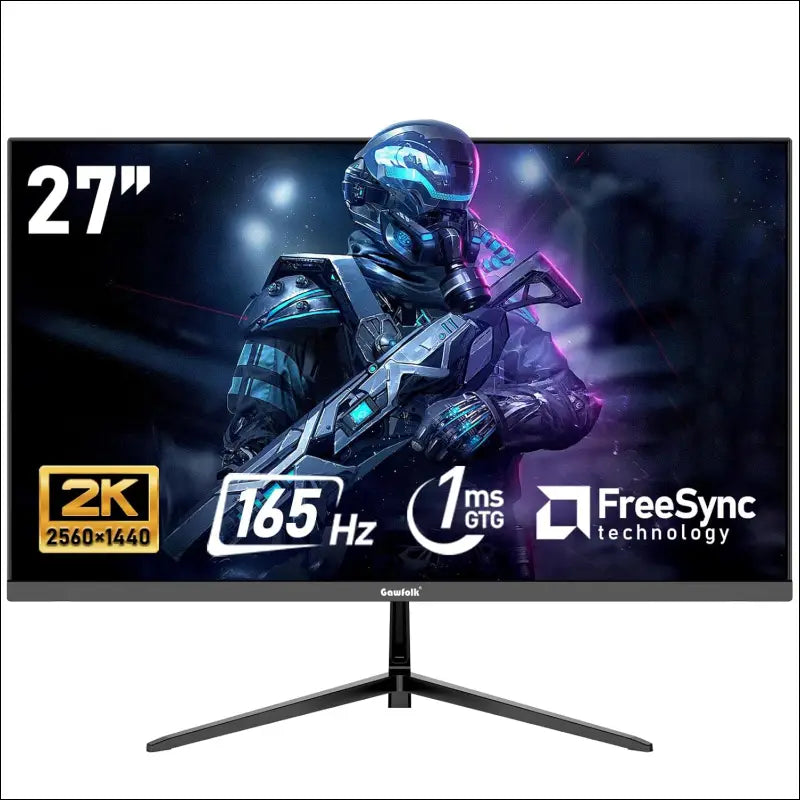 Gawfolk QHD 27 inch Gaming Monitor 2K (2560 * 1440P) 165Hz 1ms Frameless 1800R Computer Display with FreeSync &
