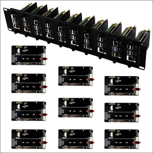GeeekPi 19 inch 2U Rack Mount for Raspberry Pi 5, with 10PCS PCIe to M.2 NVMe SSD Adapters, Hold Up to 10 Raspberry Pi 5/4B Boards, Compatible