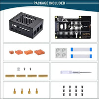 GeeekPi Metal Case with N04 PCIe M.2 Key-M NVMe SSD PCIe Peripheral Board for Raspberry Pi 5, Support M.2 NVMe SSD 2230 2242 2260 2280