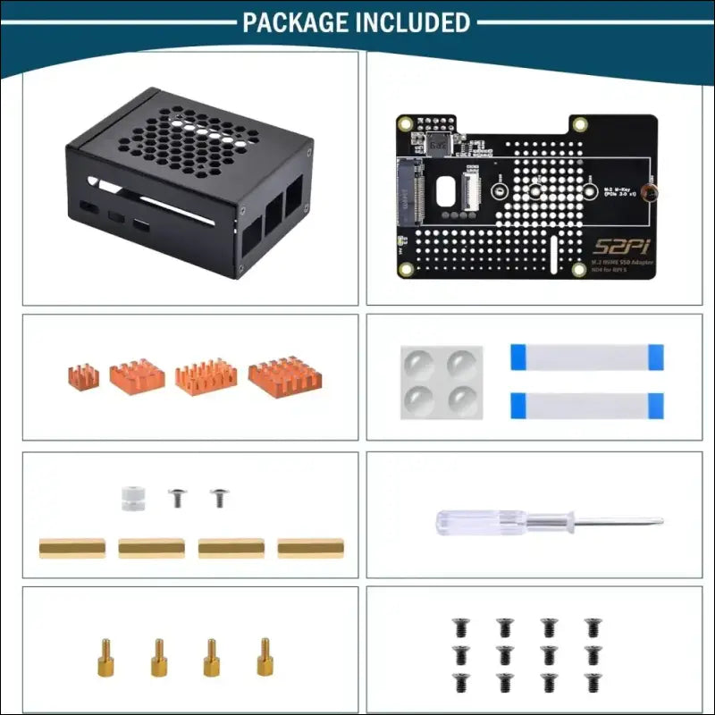 GeeekPi Metal Case with N04 PCIe M.2 Key-M NVMe SSD PCIe Peripheral Board for Raspberry Pi 5, Support M.2 NVMe SSD 2230 2242 2260 2280