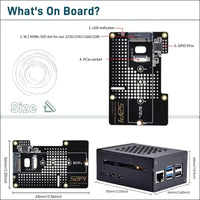 GeeekPi Metal Case with N04 PCIe M.2 Key-M NVMe SSD PCIe Peripheral Board for Raspberry Pi 5, Support M.2 NVMe SSD 2230 2242 2260 2280