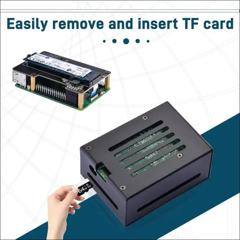 GeeekPi Metal Case with N04 PCIe M.2 Key-M NVMe SSD PCIe Peripheral Board for Raspberry Pi 5, Support M.2 NVMe SSD 2230 2242 2260 2280