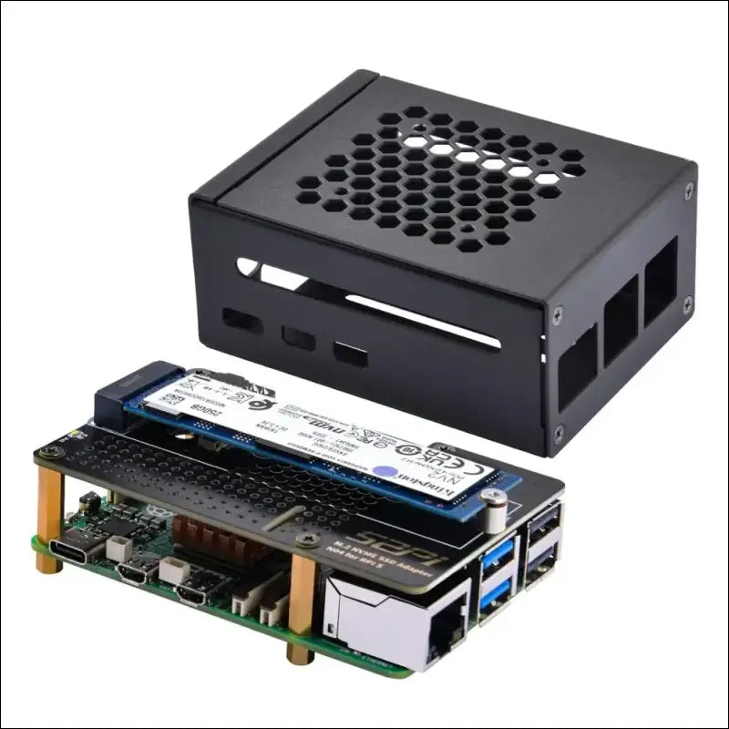 GeeekPi Metal Case with N04 PCIe M.2 Key-M NVMe SSD PCIe Peripheral Board for Raspberry Pi 5, Support M.2 NVMe SSD 2230 2242 2260 2280