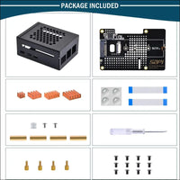 GeeekPi Metal Case with N04 PCIe M.2 Key-M NVMe SSD PCIe Peripheral Board for Raspberry Pi 5, Support M.2 NVMe SSD 2230 2242 2260 2280