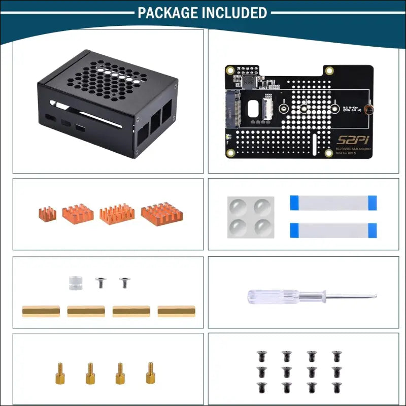 GeeekPi Metal Case with N04 PCIe M.2 Key-M NVMe SSD PCIe Peripheral Board for Raspberry Pi 5, Support M.2 NVMe SSD 2230 2242 2260 2280