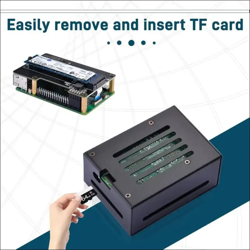 GeeekPi Metal Case with N04 PCIe M.2 Key-M NVMe SSD PCIe Peripheral Board for Raspberry Pi 5, Support M.2 NVMe SSD 2230 2242 2260 2280