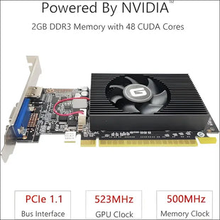 Geforce GT 610 2G DDR3 Low Profile Graphics Card, PCI Express 1.1 X16, HDMI/VGA, Entry Level GPU for PC, SFF and HTPC, Compatible with Win11