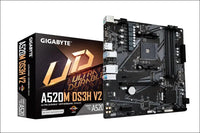 GIGABYTE A520M DS3H V2 Motherboard - Supports AMD Ryzen 5000 Series AM4 processors, up to 4733MHz DDR4 (OC), PCIe 3.0 x16, LAN GbE, USB 3.2 Gen 1