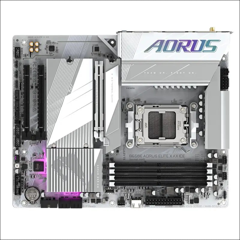 Gigabyte B650E AORUS Elite X AX ICE Motherboard - Supports AMD Ryzen 8000 CPUs, 12+2+2 Phases VRM, up to 8000MHz DDR5 (OC), 1xPCIe 5.0 M2 + 2xPCIe 4.0 M.2, Wi-Fi 6E, 2.5GbE LAN,...