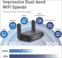 Gl.Inet GL-A1300 (Slate Plus) Wireless VPN Encrypted Travel Router– Easy to Setup, Connect to Hotel Wifi & Captive Portal, Phone Tethering, Assess Point, Pocket-Sized, Open Source, NAS (AU Plug)