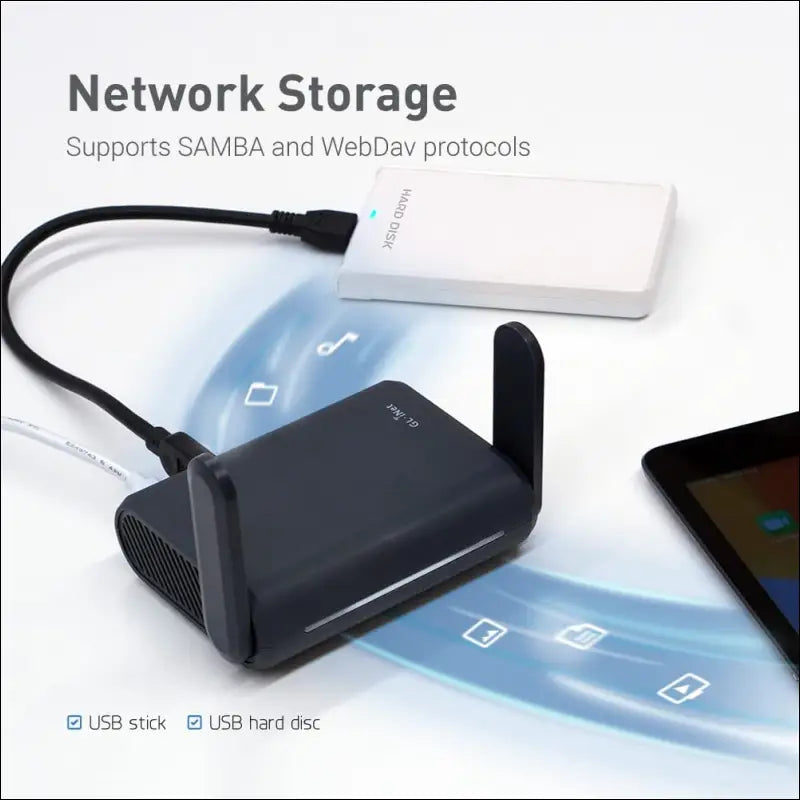 Gl.Inet GL-A1300 (Slate Plus) Wireless VPN Encrypted Travel Router– Easy to Setup, Connect to Hotel Wifi & Captive Portal, Phone Tethering, Assess Point, Pocket-Sized, Open Source, NAS (AU Plug)
