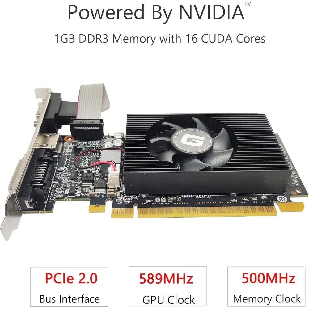 Glorto Geforce GT 210 1024 MB DDR3 Low Profile Graphics Card, PCI Express 1.0 X16, Entry Level GPU for PC, SFF and HTPC (HDMI/DVI/VGA)