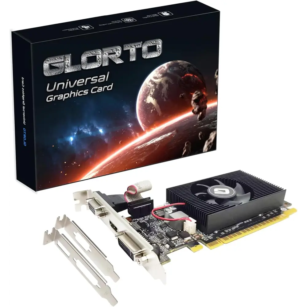 Glorto Geforce GT 210 1024 MB DDR3 Low Profile Graphics Card, PCI Express 1.0 X16, Entry Level GPU for PC, SFF and HTPC (HDMI/DVI/VGA)