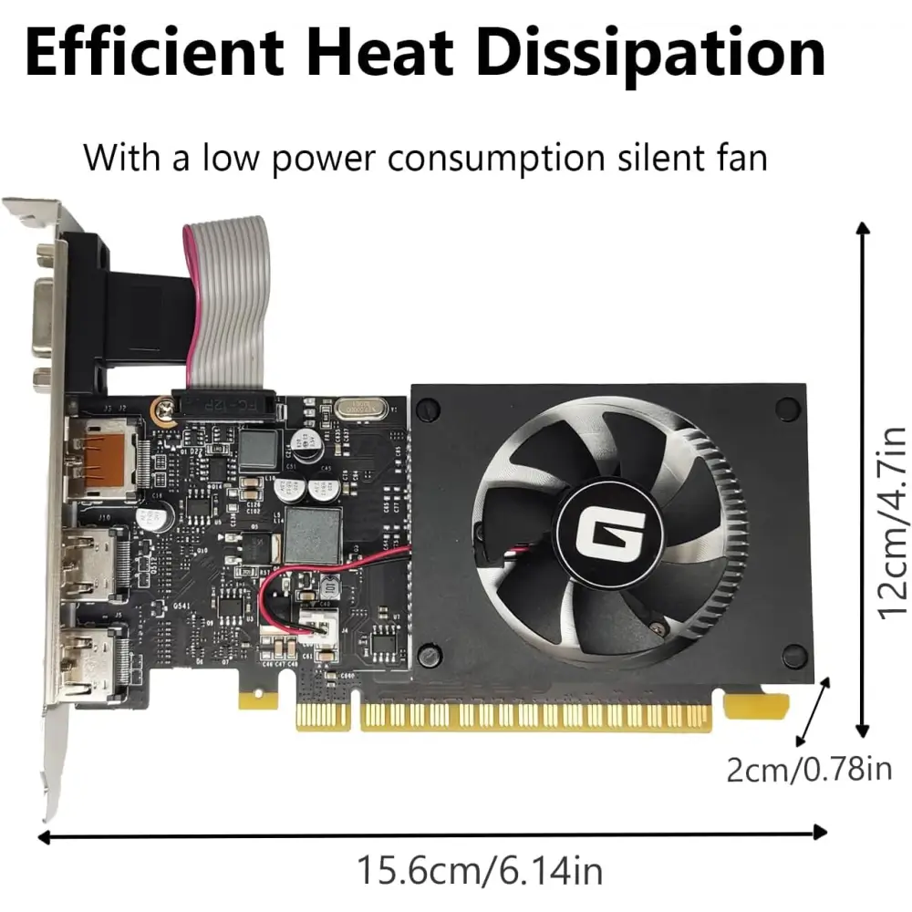 Glorto Geforce GT 730 4G Low Profile Graphics Card, 2X HDMI, DP, VGA, DDR3, PCI Express 2.0 X8, Entry Level GPU for PC, SFF and HTPC, Compatible with Windows 11