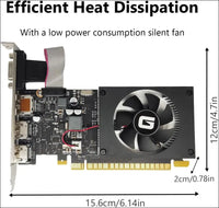 Glorto Geforce GT 730 4G Low Profile Graphics Card, 2X HDMI, DP, VGA, DDR3, PCI Express 2.0 X8, Entry Level GPU for PC, SFF and HTPC, Compatible with Windows 11